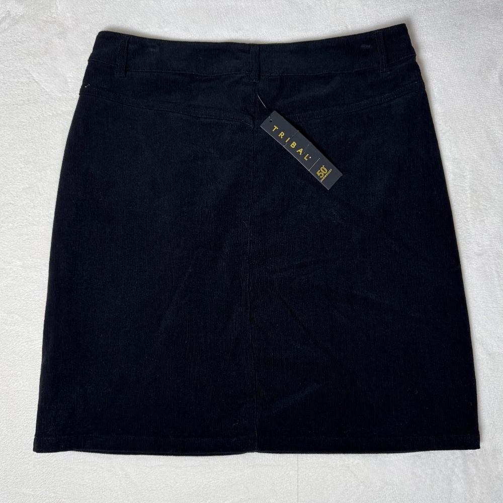 NWT Tribal Stretch Corduroy Black Above-Knee Mni Skirt Size 8